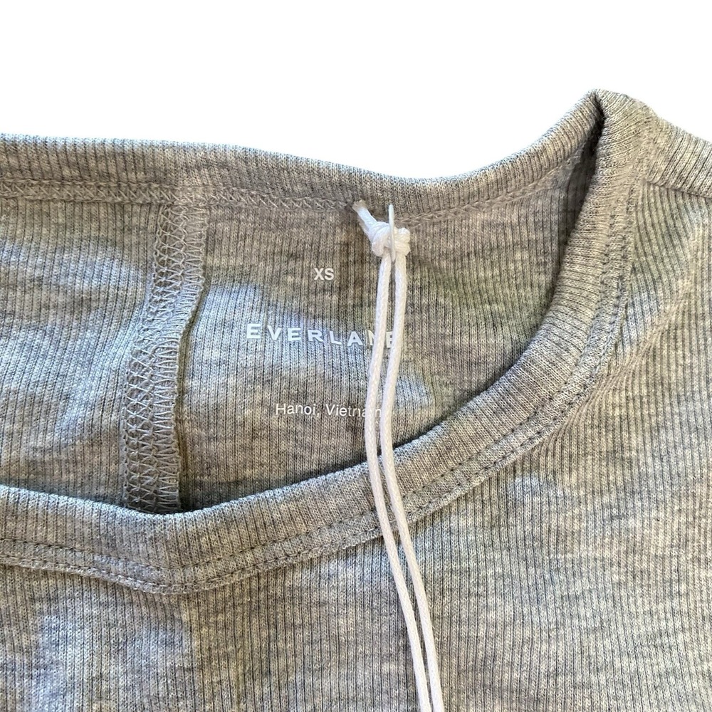 Everlane NWT Supima Cotton Luxe Micro-rib Long Sleeve Crew Heather Gray XS - Picture 9 of 9
